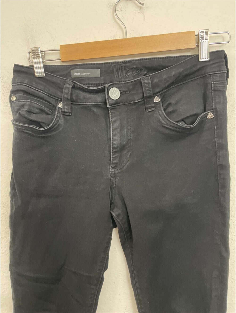 KUT From The Kloth Jeans Black Carlo Ankle Skinny Raw Hem size 4 - Picture 4 of 6